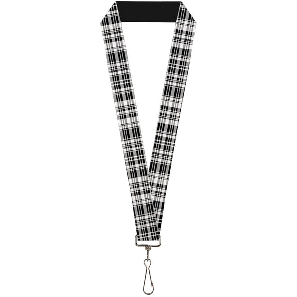 Buckle-Down Lanyard - 1.0" - Plaid Black White