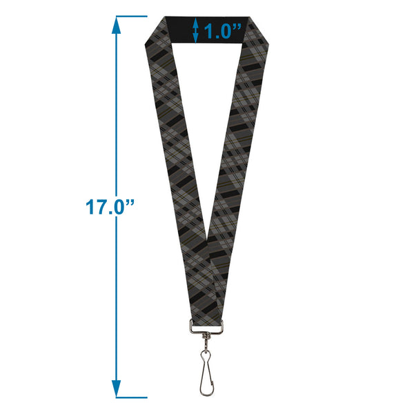 Buckle-Down Lanyard - 1.0" - Plaid Gray Black Brown