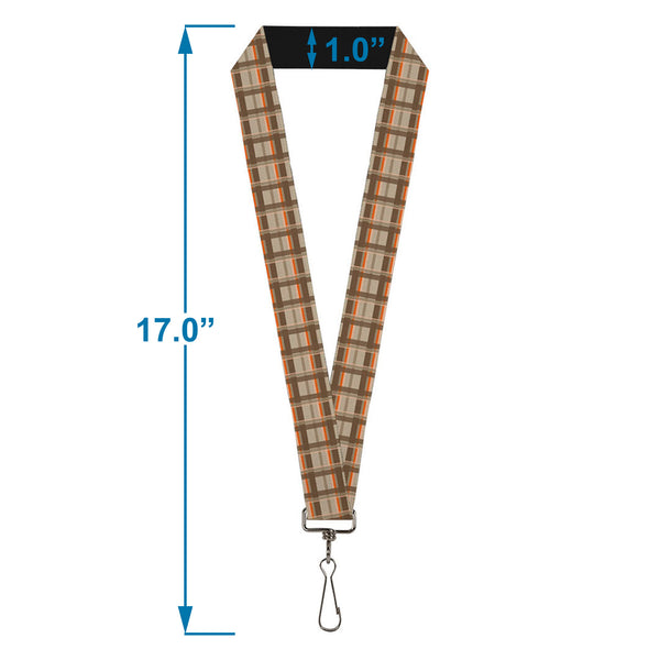 Buckle-Down Lanyard - 1.0" - Plaid Tan Shades Orange