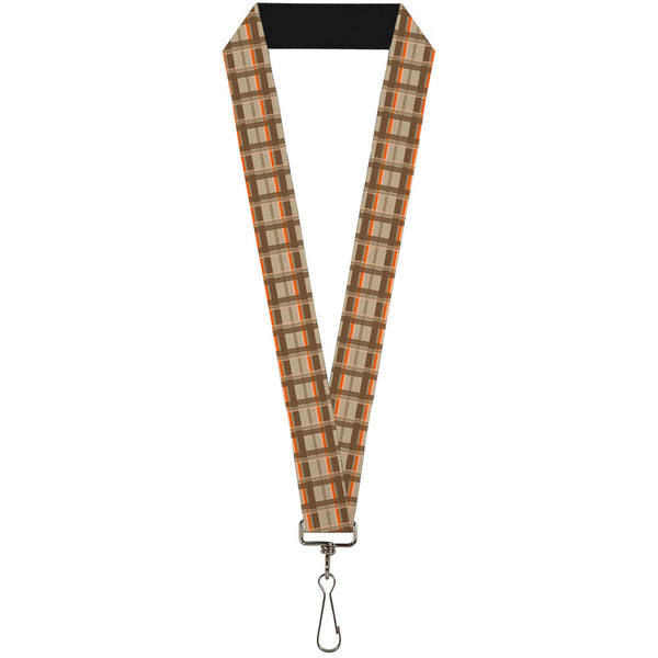 Buckle-Down Lanyard - 1.0" - Plaid Tan Shades Orange