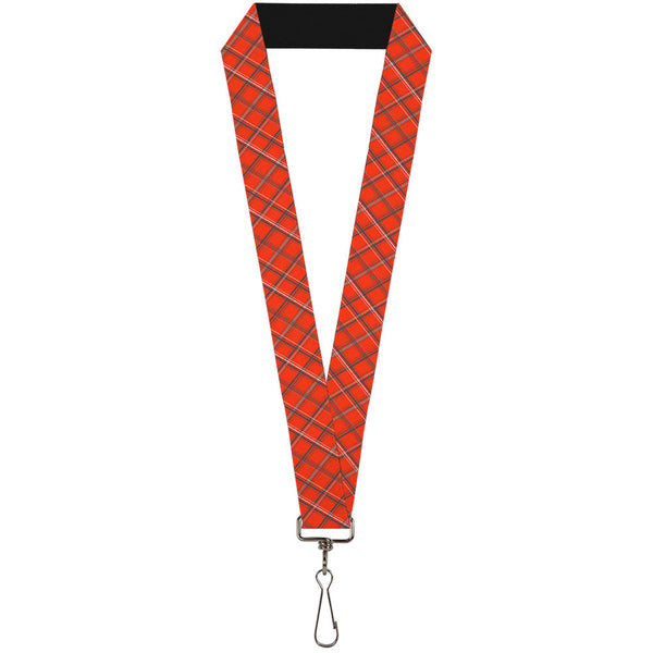 Buckle-Down Lanyard - 1.0" - Plaid X Orange Gray