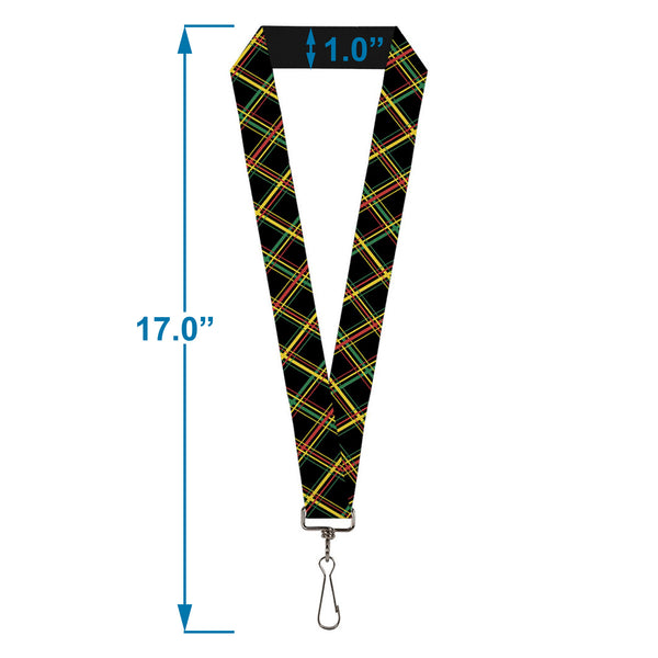 Buckle-Down Lanyard - 1.0" - Plaid X Rasta