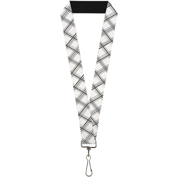 Buckle-Down Lanyard - 1.0" - Plaid X White Gray