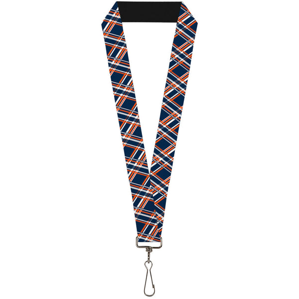 Buckle-Down Lanyard - 1.0" - Plaid X3 Navy Orange White