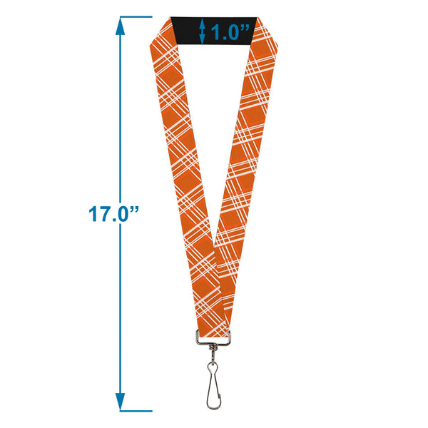 Buckle-Down Lanyard - 1.0" - Plaid X4 Oranges White
