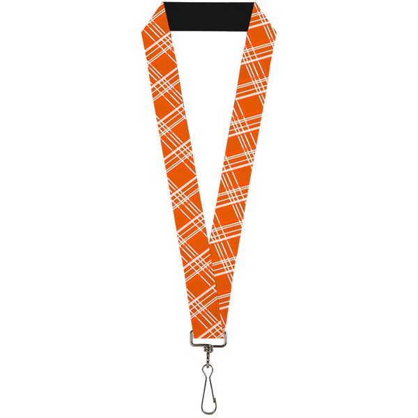 Buckle-Down Lanyard - 1.0" - Plaid X4 Oranges White