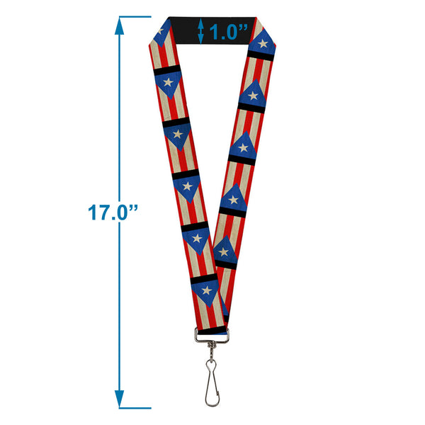 Buckle-Down Lanyard - 1.0" - Puerto Rico Flag Weathered