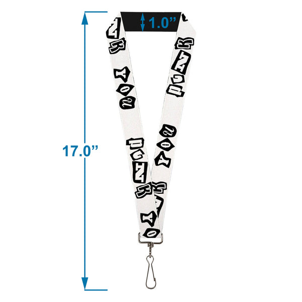 Buckle-Down Lanyard - 1.0" - Punk You White Black