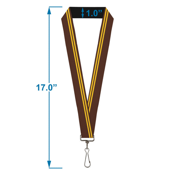 Buckle-Down Lanyard - 1.0" - Racing Stripe Brown Gold