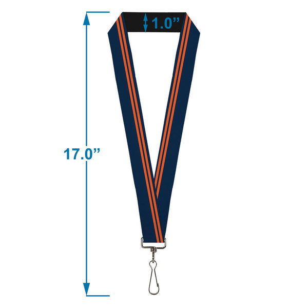 Buckle-Down Lanyard - 1.0" - Racing Stripe Navy Orange