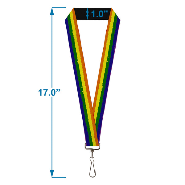 Buckle-Down Lanyard - 1.0" - Rainbow Stripe Painted