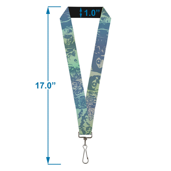 Buckle-Down Lanyard - 1.0" - Retro Monster Aqua