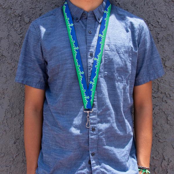 Buckle-Down Lanyard - 1.0" - Seattle Skyline Blue Green