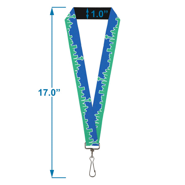 Buckle-Down Lanyard - 1.0" - Seattle Skyline Blue Green