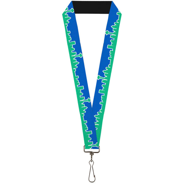 Buckle-Down Lanyard - 1.0" - Seattle Skyline Blue Green