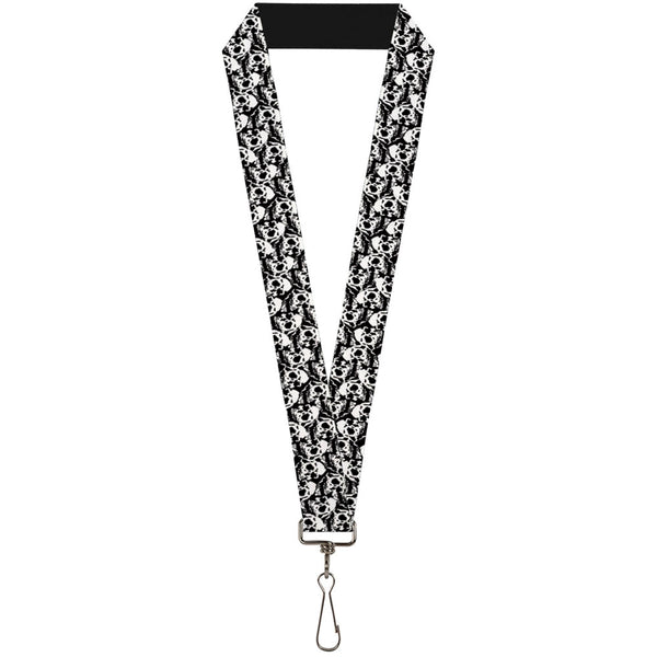 Buckle-Down Lanyard - 1.0" - Skull Yard Black White