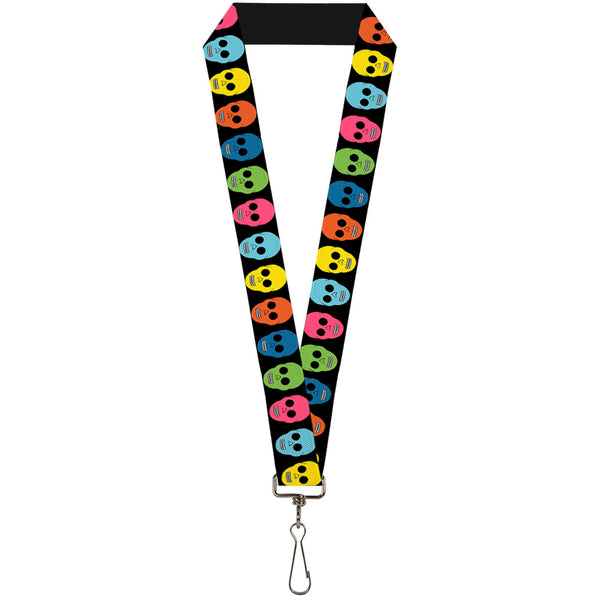 Buckle-Down Lanyard - 1.0" - Skulls Black Multi Color