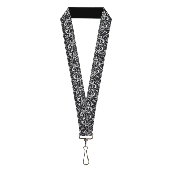 Buckle-Down Lanyard - 1.0" - Sleeve Skulls Black Gray