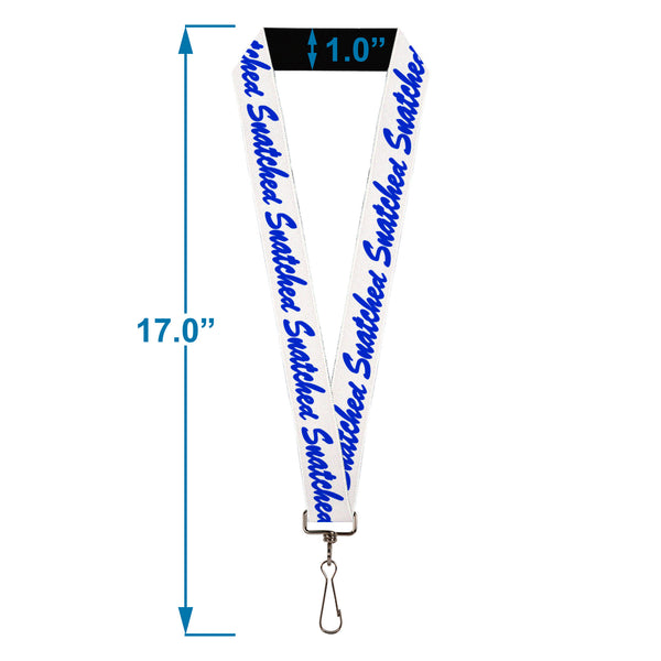 Buckle-Down Lanyard - 1.0" - SNATCHED Script White/Blue