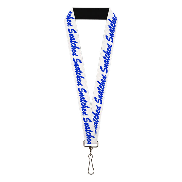 Buckle-Down Lanyard - 1.0" - SNATCHED Script White/Blue