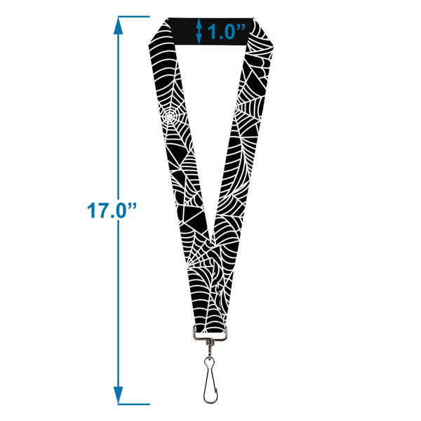 Buckle-Down Lanyard - 1.0" - Spider Webs Black/White