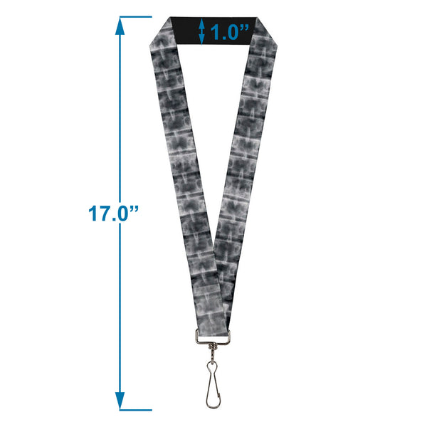 Buckle-Down Lanyard - 1.0" - Spinal X-Ray Black White