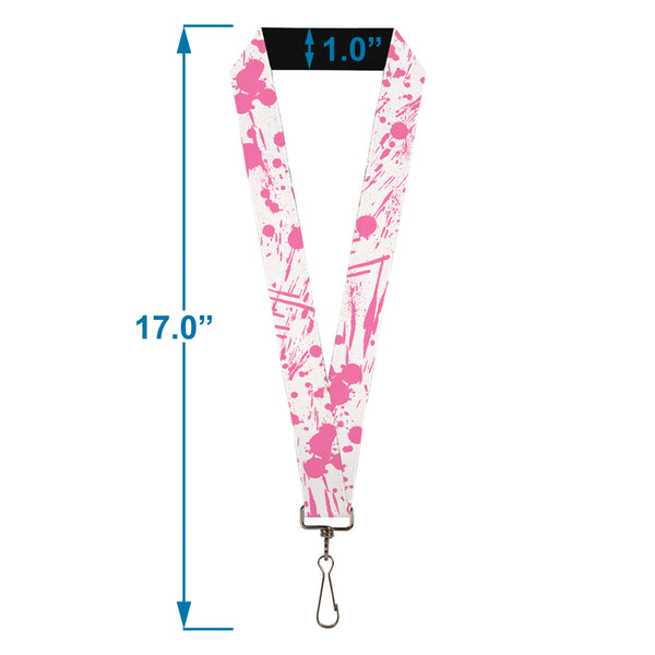 Buckle-Down Lanyard - 1.0" - Splatter White Pink