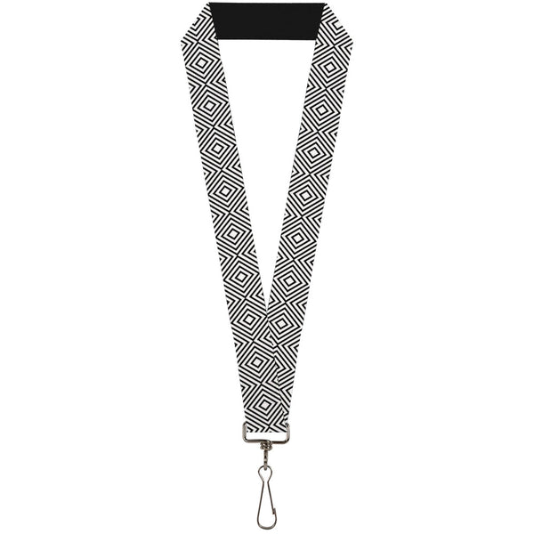 Buckle-Down Lanyard - 1.0" - Square Lines White Black
