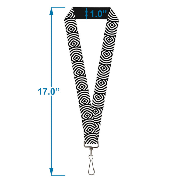 Buckle-Down Lanyard - 1.0" - Square Target White Black