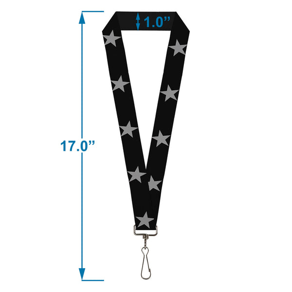 Buckle-Down Lanyard - 1.0" - Star Black Silver