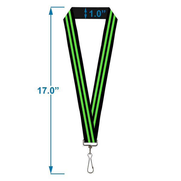 Buckle-Down Lanyard - 1.0" - Stripe Black Green