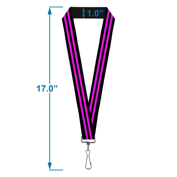 Buckle-Down Lanyard - 1.0" - Stripe Black Pink