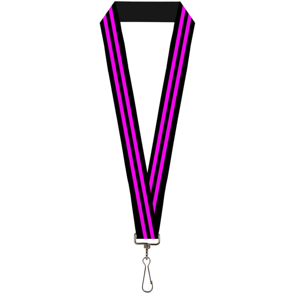 Buckle-Down Lanyard - 1.0" - Stripe Black Pink