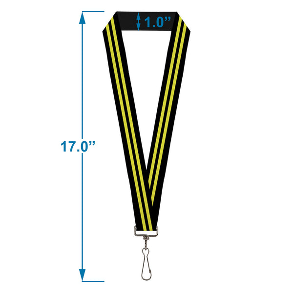 Buckle-Down Lanyard - 1.0" - Stripe Black Yellow