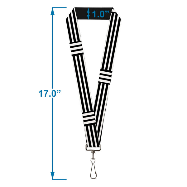 Buckle-Down Lanyard - 1.0" - Stripe Blocks Black White