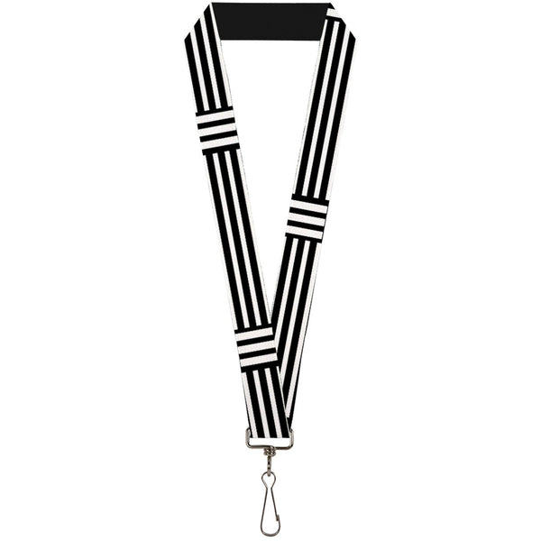 Buckle-Down Lanyard - 1.0" - Stripe Blocks Black White