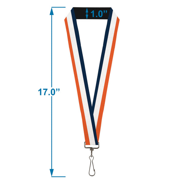 Buckle-Down Lanyard - 1.0" - Stripe Navy White Orange