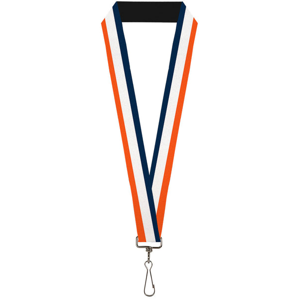 Buckle-Down Lanyard - 1.0" - Stripe Navy White Orange