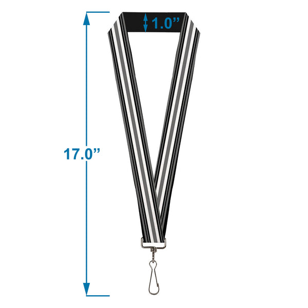Buckle-Down Lanyard - 1.0" - Striped Black Gray White