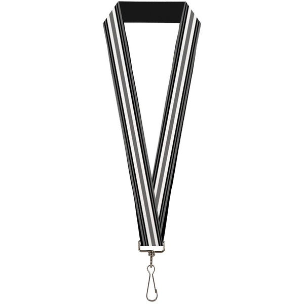 Buckle-Down Lanyard - 1.0" - Striped Black Gray White