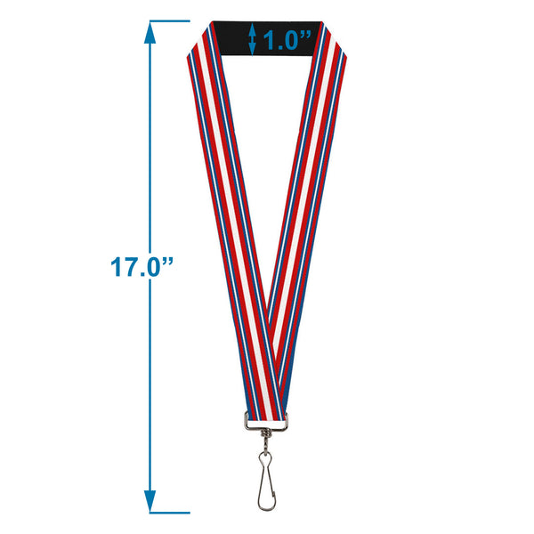 Buckle-Down Lanyard - 1.0" - Striped Blue Red White