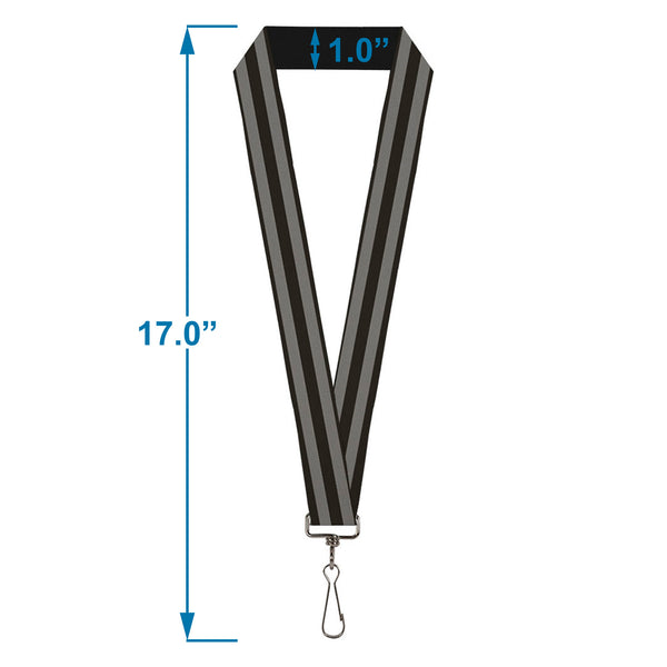 Buckle-Down Lanyard - 1.0" - Stripes 3Black 2Gray