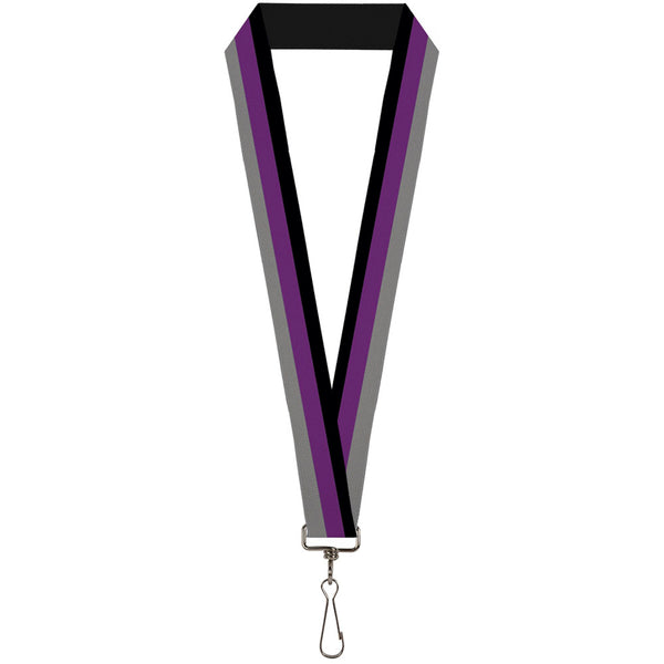 Buckle-Down Lanyard - 1.0" - Stripes Black Purple Gray