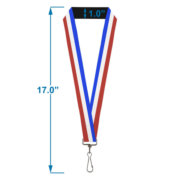 Buckle-Down Lanyard - 1.0" - Stripes Blue White Red