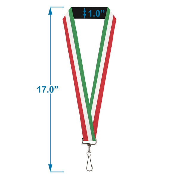Buckle-Down Lanyard - 1.0" - Stripes Green White Red