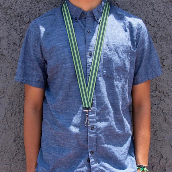 Buckle-Down Lanyard - 1.0" - Stripes Pastel Green Olive