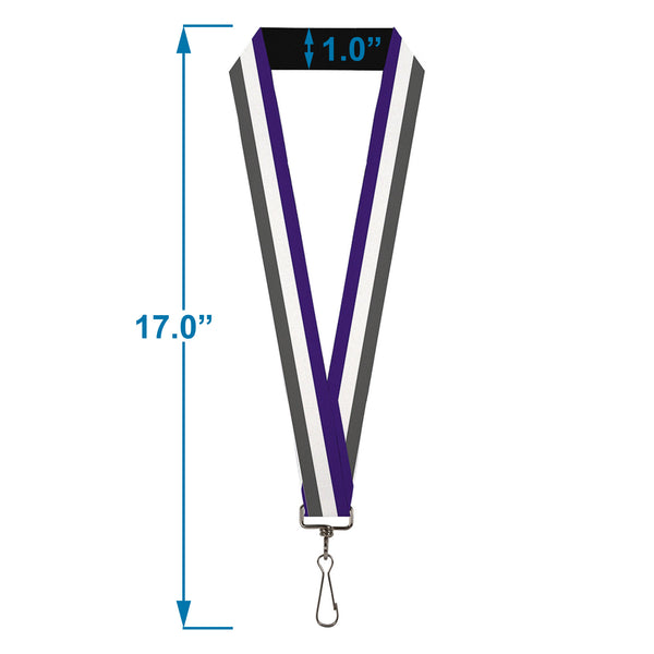 Buckle-Down Lanyard - 1.0" - Stripes Purple White Gray