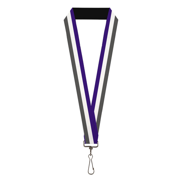 Buckle-Down Lanyard - 1.0" - Stripes Purple White Gray