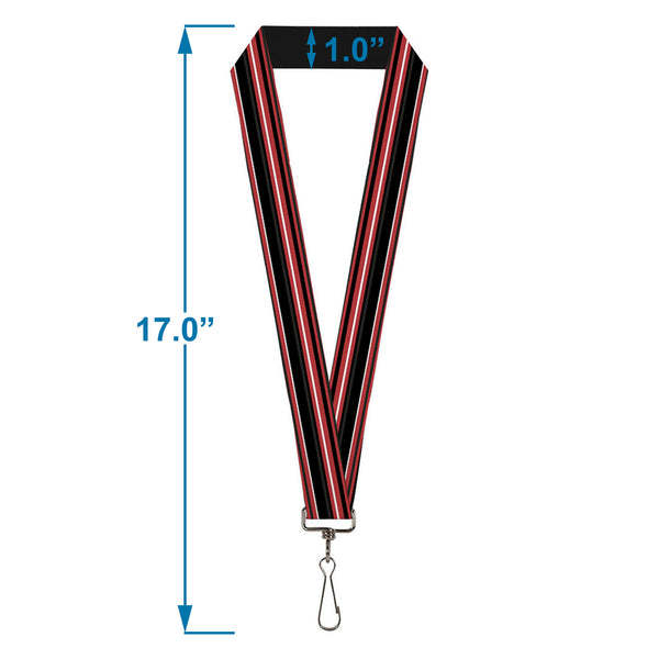 Buckle-Down Lanyard - 1.0" - Stripes Red Black White