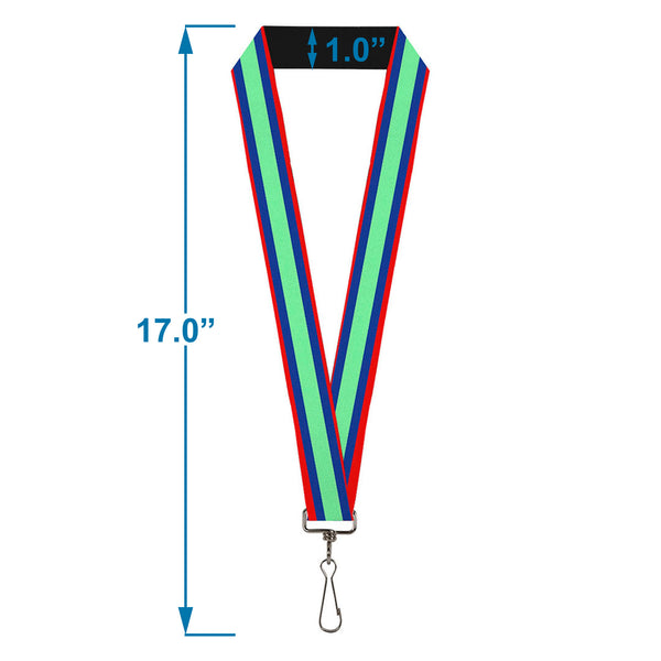 Buckle-Down Lanyard - 1.0" - Stripes Red Blue Green
